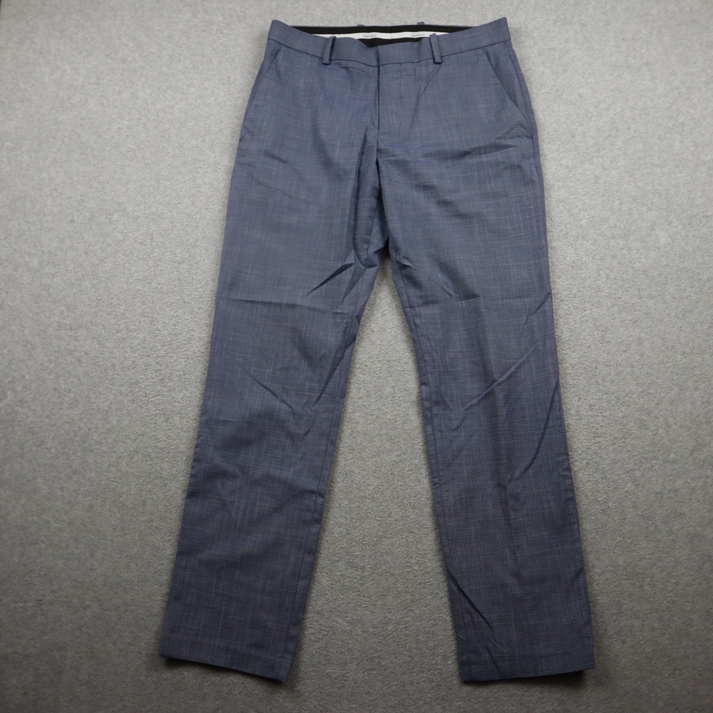 Perry Ellis Dress Pants Mens 30x30 Portfolio Slim Fit Blue Micro Texture Flat